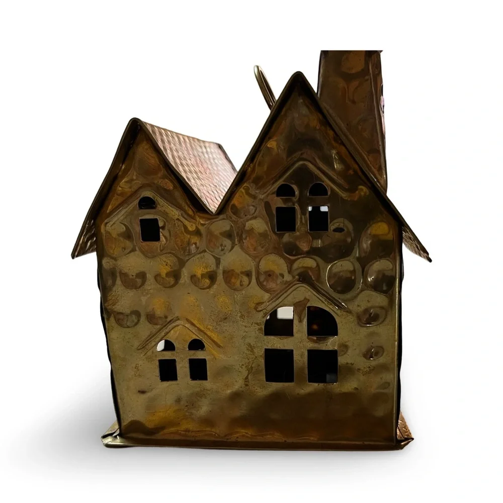Charming Bronze House Lantern Vintage Cottage for Candle Votive